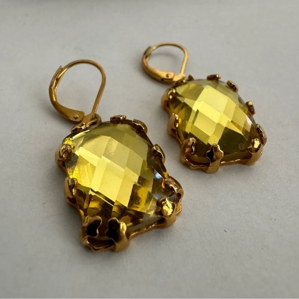 Vintage Joan Rivers Rectangular CZ Drop Earrings